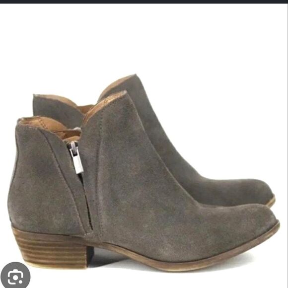 Lucky Brand | Brenon Gray Suede Distressed Ankle Bootie Hipster Chic sz 8 - Picture 1 of 11
